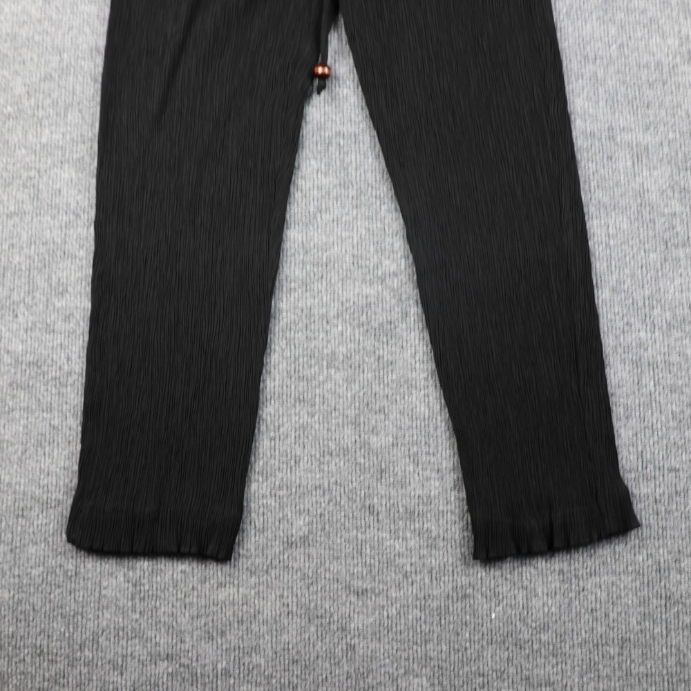 Laura Gayle Pants Womens Petite Small Black Crinkle Pleated Drawstring Waist - Picture 3 of 9
